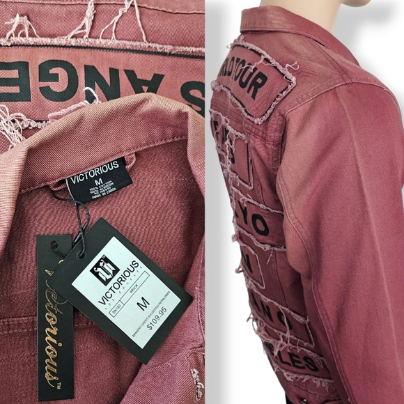 Victorious Red "World Tour" Distressed Denim Jacket Size Medium - Picture 8 of 9